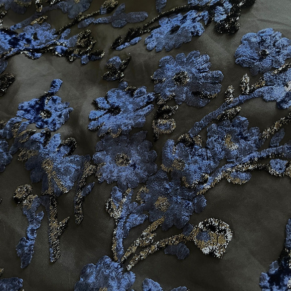 ADAM LIPPES COLLECTIVE RTR Velvet Embroidered Black / Navy Dress Size 4 - Picture 10 of 12